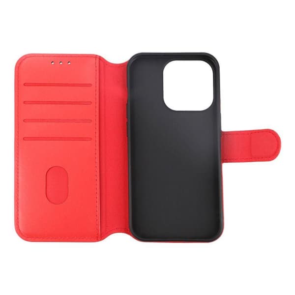 iPhone 15 Pro Plånboksfodral Läder Rvelon - Röd