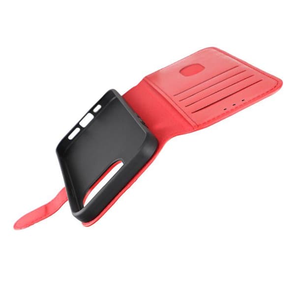 iPhone 15 Pro Plånboksfodral Läder Rvelon - Röd