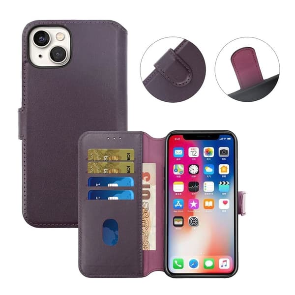 iPhone 15 Plånboksfodral Läder Rvelon - Lila