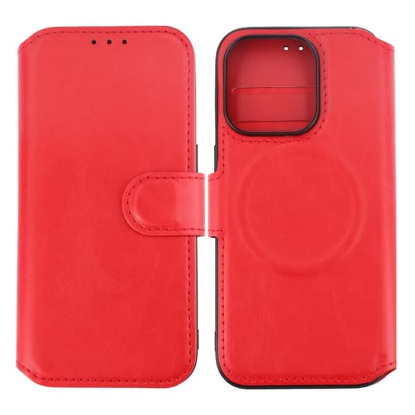 iPhone 15 Pro Plånboksfodral Extra Kortfack Rvelon - Röd
