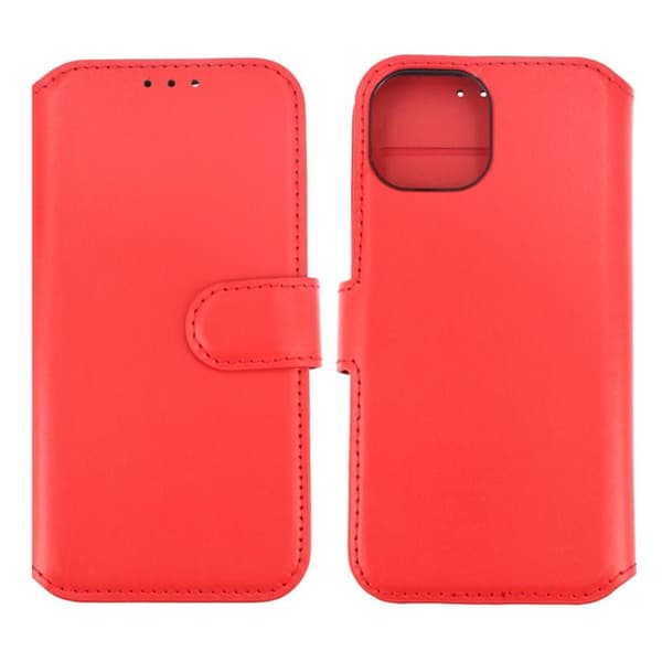 iPhone 15 Plånboksfodral Läder Rvelon - Röd