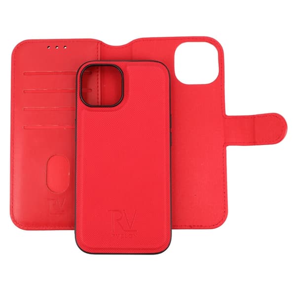 iPhone 15 Plånboksfodral Magnet Rvelon - Röd