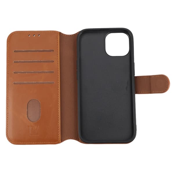 iPhone 15 Plånboksfodral Magnet Rvelon - Brun