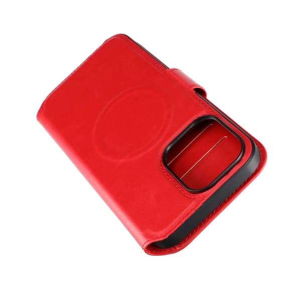 iPhone 15 Pro Max Plånboksfodral Extra Kortfack Rvelon - Röd