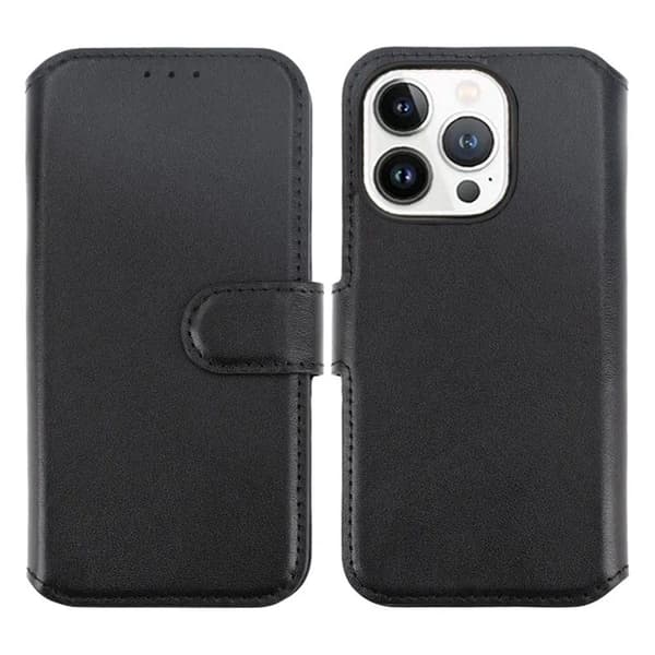 iPhone 15 Pro Max Plånboksfodral Läder Rvelon - Svart