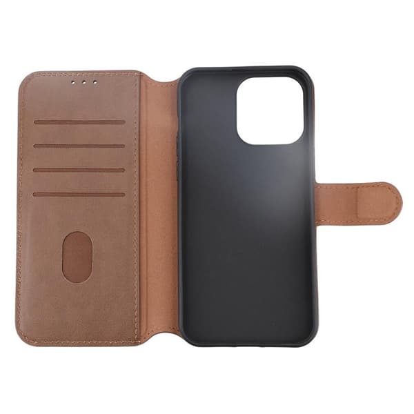 iPhone 15 Pro Max Plånboksfodral Läder Rvelon - Brun