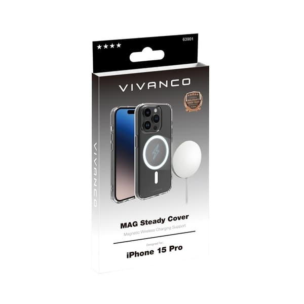 Vivanco iPhone 15 Pro Kuori Mag Steady Läpinäkyvä