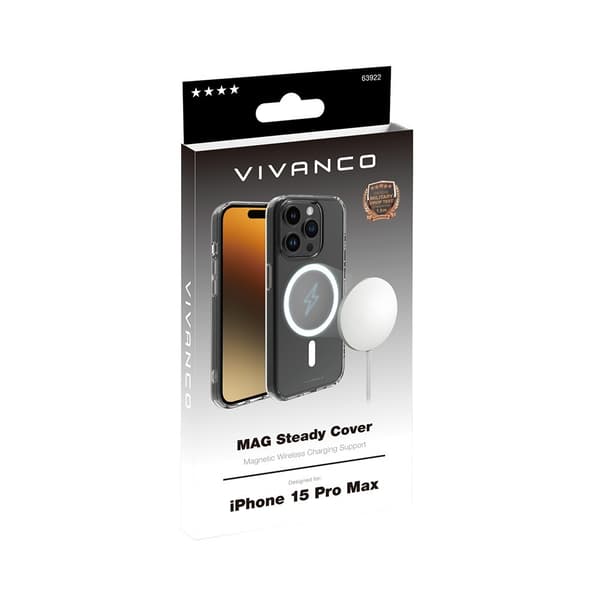 Vivanco iPhone 15 Pro Max Cover Mag Steady Transparent