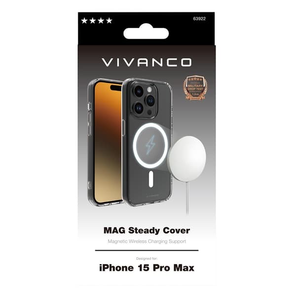 Vivanco iPhone 15 Pro Max Kuori Mag Steady Läpinäkyvä