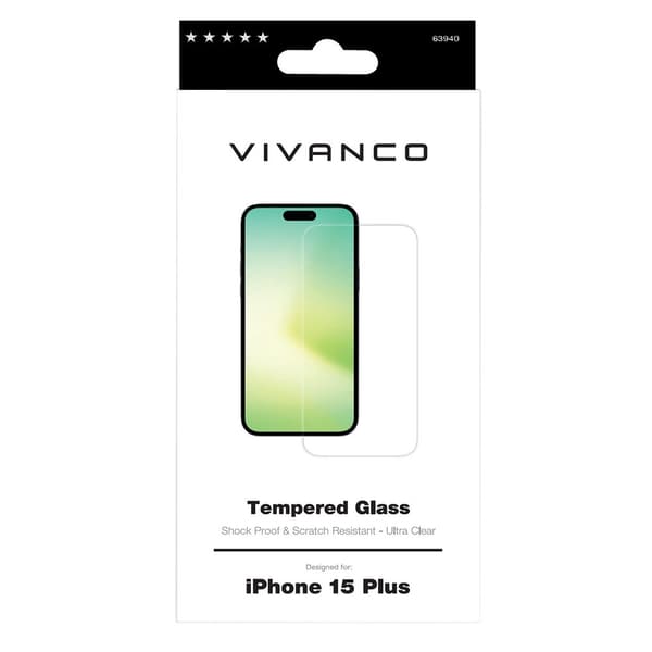Vivanco iPhone 15 Plus Skärmskydd Härdat Glas