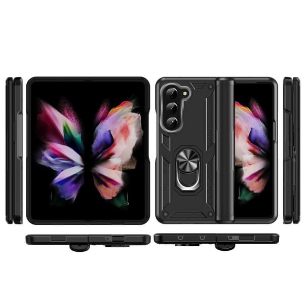SKALO Samsung Z Fold5 Armor Hybrid Metallring skal - Svart