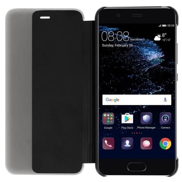 Etui Huawei P10 - AVIZAR - Skyddshölje Smart View - Svart - Hårdskal - Flik