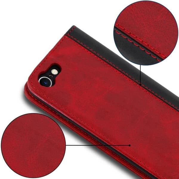 iPhone 7 och 8 fodral - AVIZAR - Folio fodral - Ekoleder Röd - Kortförvaring - Stöd