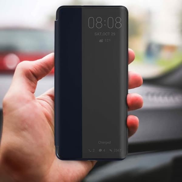 Hus - AVIZAR - Huawei P30 Pro - Hård Skal - Fodral med Stort Fönster - Mörkblå