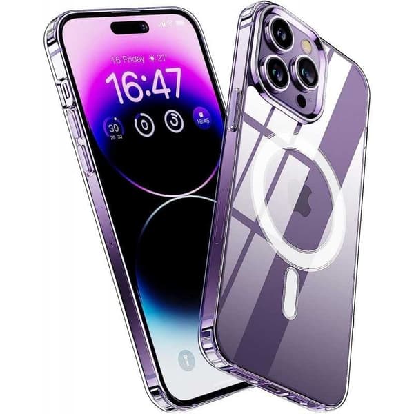 iPhone 15 Pro Max gennemsigtigt stødabsorberende etui MagSafe-kompatibelt