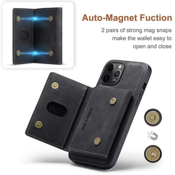 8-FACK iPhone 15 Pro Max Stöttåligt Skal med Magnetisk Korthållare DG.MING Detach