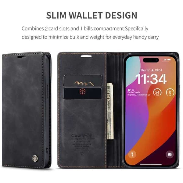 iPhone 15 Pro Max Elegant Flipfodral CaseMe 3-FACK