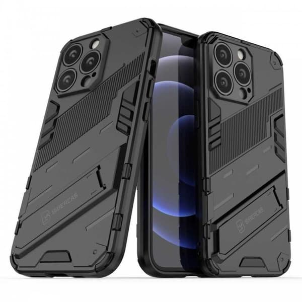 iPhone 15 Pro Max Stöttåligt Skal med Kickstand ThinArmor V2 Mörkgrön
