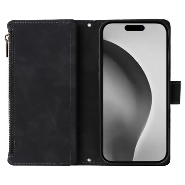 iPhone 15 Pro Max multifunktionelt pung etui Lynlås 8-rum