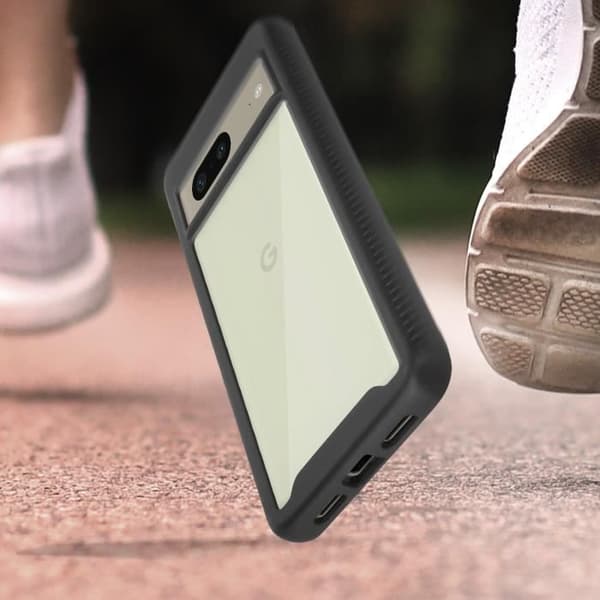 Coque - AVIZAR - Google Pixel 7 - Antichock - Transparent hård baksida - Svart silikonram