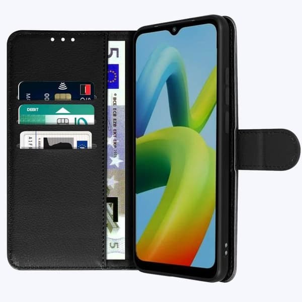 Xiaomi Redmi A1 Fodral Support Videoplånbok Svart - AVIZAR - Stel - Syntet - Blandad