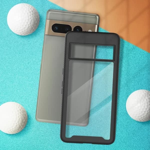 Google Pixel 7 Pro-fodral Stötsäkert Transparent, styv rygg + svart silikonkontur