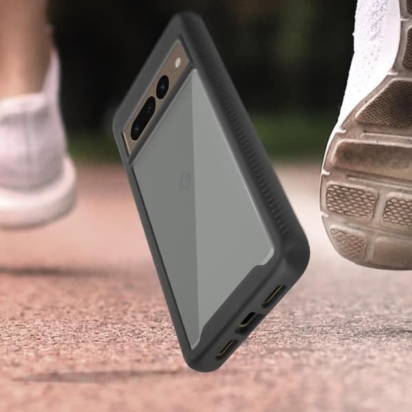 Google Pixel 7 Pro-fodral Stötsäkert Transparent, styv rygg + svart silikonkontur