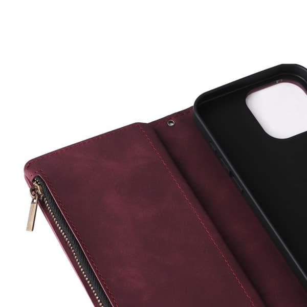 iPhone 15 Pro multifunktionelt pung etui Lynlås 8-rum