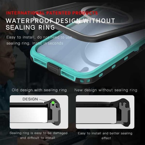 iPhone 15 Plus Heltäckande Vattentät Premium MagSafe Skal