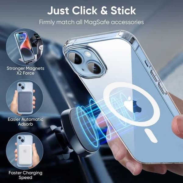 iPhone 15 Transparent stødabsorberende etui MagSafe kompatibel