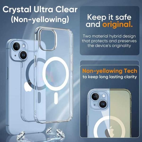 iPhone 15 Transparent stødabsorberende etui MagSafe kompatibel