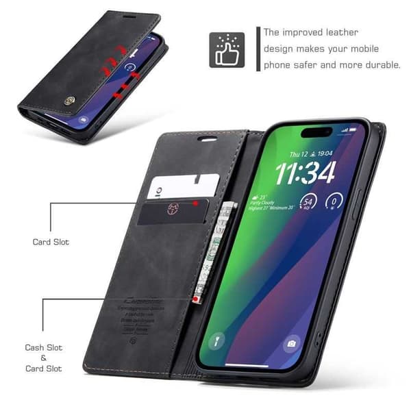 iPhone 15 Elegant Flipfodral CaseMe 3-FACK