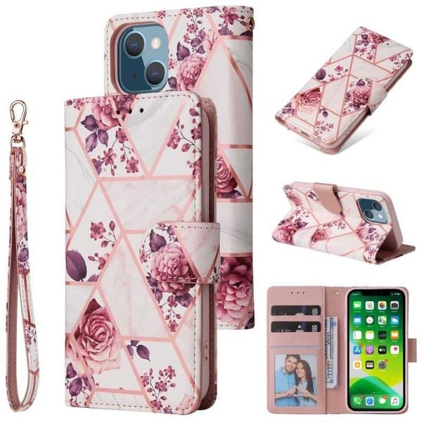 iPhone 15 Trendikäs lompakkokotelo Sparkle 4-FACK