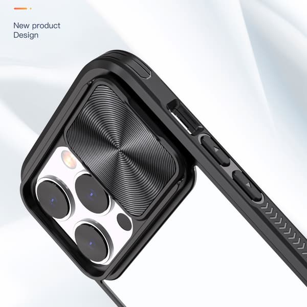 INF Anti-fall iPhone-deksel med skyvevindu for kamerabeskyttelse iPhone 15 Pro Max