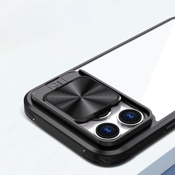 INF Anti-fall iPhone-deksel med skyvevindu for kamerabeskyttelse iPhone 15 Pro Max