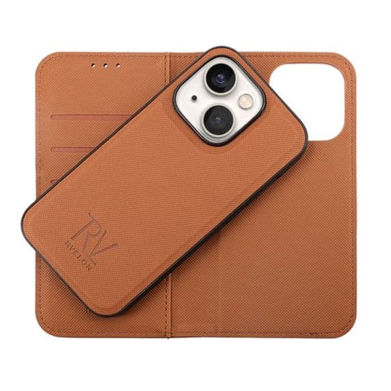 iPhone 15 Plånboksfodral Magnet Rvelon - Brun
