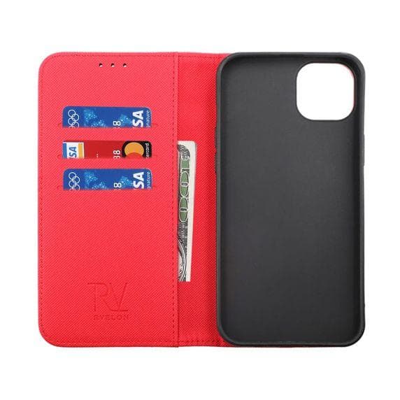 iPhone 15 Plånboksfodral Extra Kortfack Rvelon - Röd