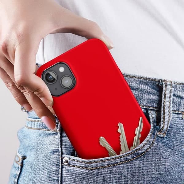 Skal till iPhone 15 Plus - AVIZAR - Fast Cover - Halvstyvt - Soft-touch - Röd