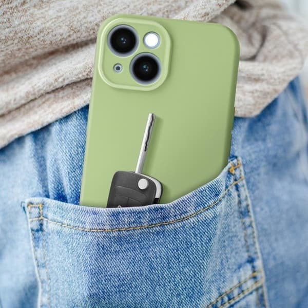 Coque - AVIZAR - iPhone 15 Plus - Mjuk Silikon - Höjd Kamerablock - Grön Matcha