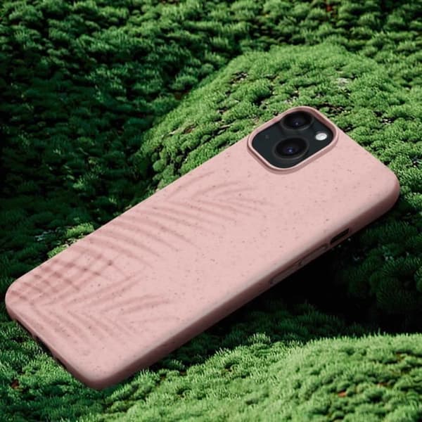 Fodral till iPhone 15 Silikon Anti-Fingeravtryck Återvinningsbart klassiskt fodral Organisk Rosa - AVIZAR - Mjukt - Blandat