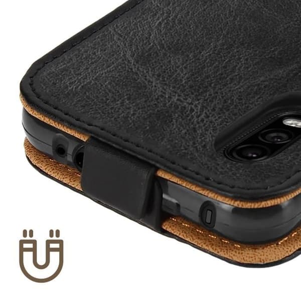 Fodral till Samsung Galaxy Xcover Pro - AVIZAR - Vertical Flip - Svart - Fullt skydd - Korthållare