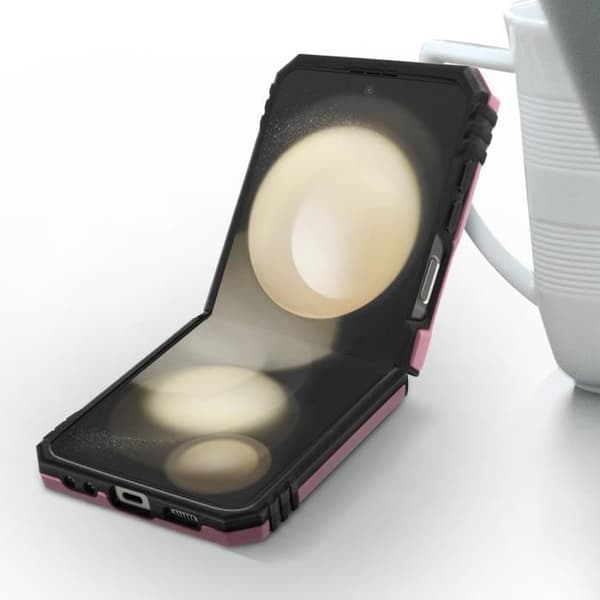 Fodral - AVIZAR - Samsung Galaxy Z Flip 5 - Bi-material - Magnetisk ring - Rose Gold