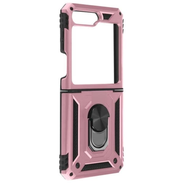 Fodral - AVIZAR - Samsung Galaxy Z Flip 5 - Bi-material - Magnetisk ring - Rose Gold