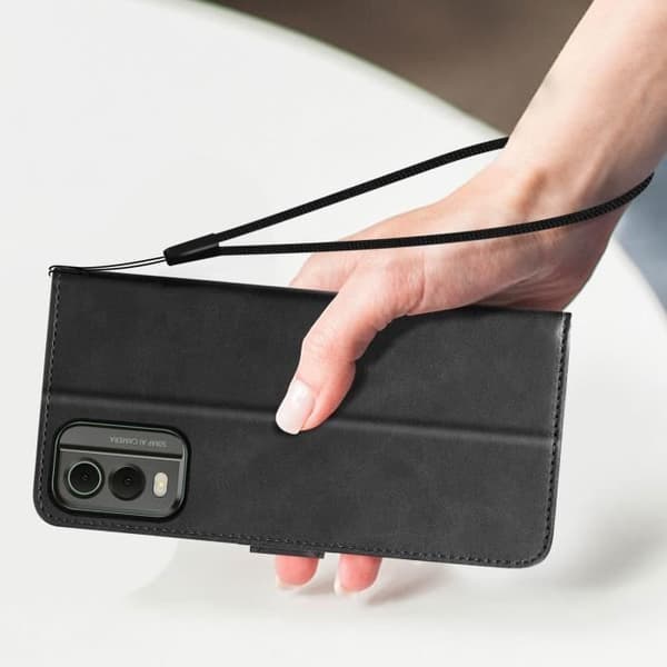 Nokia C32 Fodral Handledsrem Svart Flip Fodral