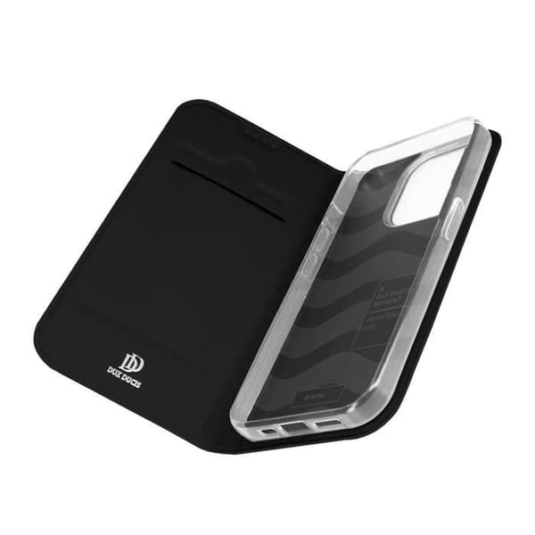 Fodral till iPhone 15 Plus - DUX DUCIS - Svart - Flip Card Hållare Video Support