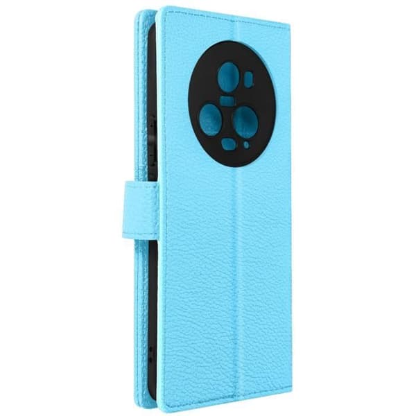 Fodral till Honor Magic 5 Pro - AVIZAR - Video Support Plånbok Faux Leather Litchi blå