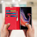 Miniatyrbild 3 av 4: Fodral för Samsung Galaxy Note 9 - Läder - Röd - Plånbok - Videostöd - Kortfack