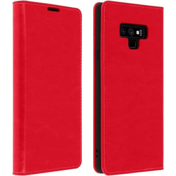 Fodral för Samsung Galaxy Note 9 - Läder - Röd - Plånbok - Videostöd - Kortfack