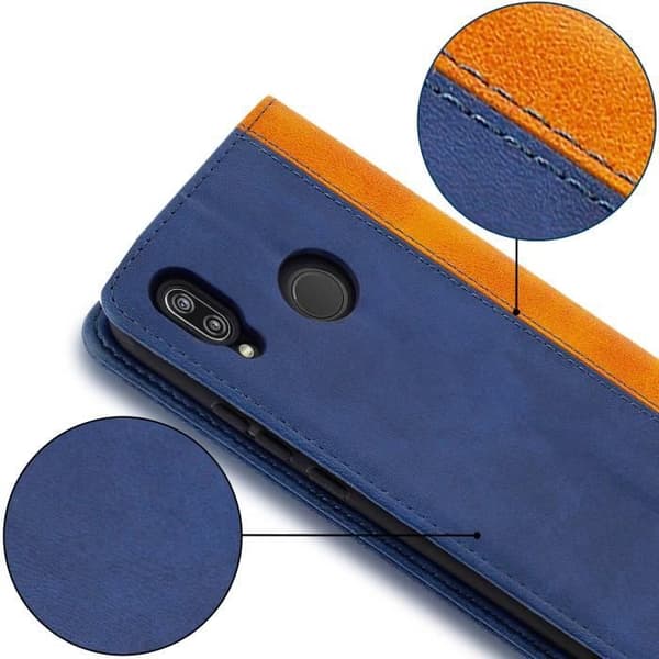 Housse - AVIZAR - P20 Lite - Ekolläder - Mörkblå - Stödfunktion