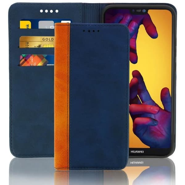 Housse - AVIZAR - P20 Lite - Ekolläder - Mörkblå - Stödfunktion